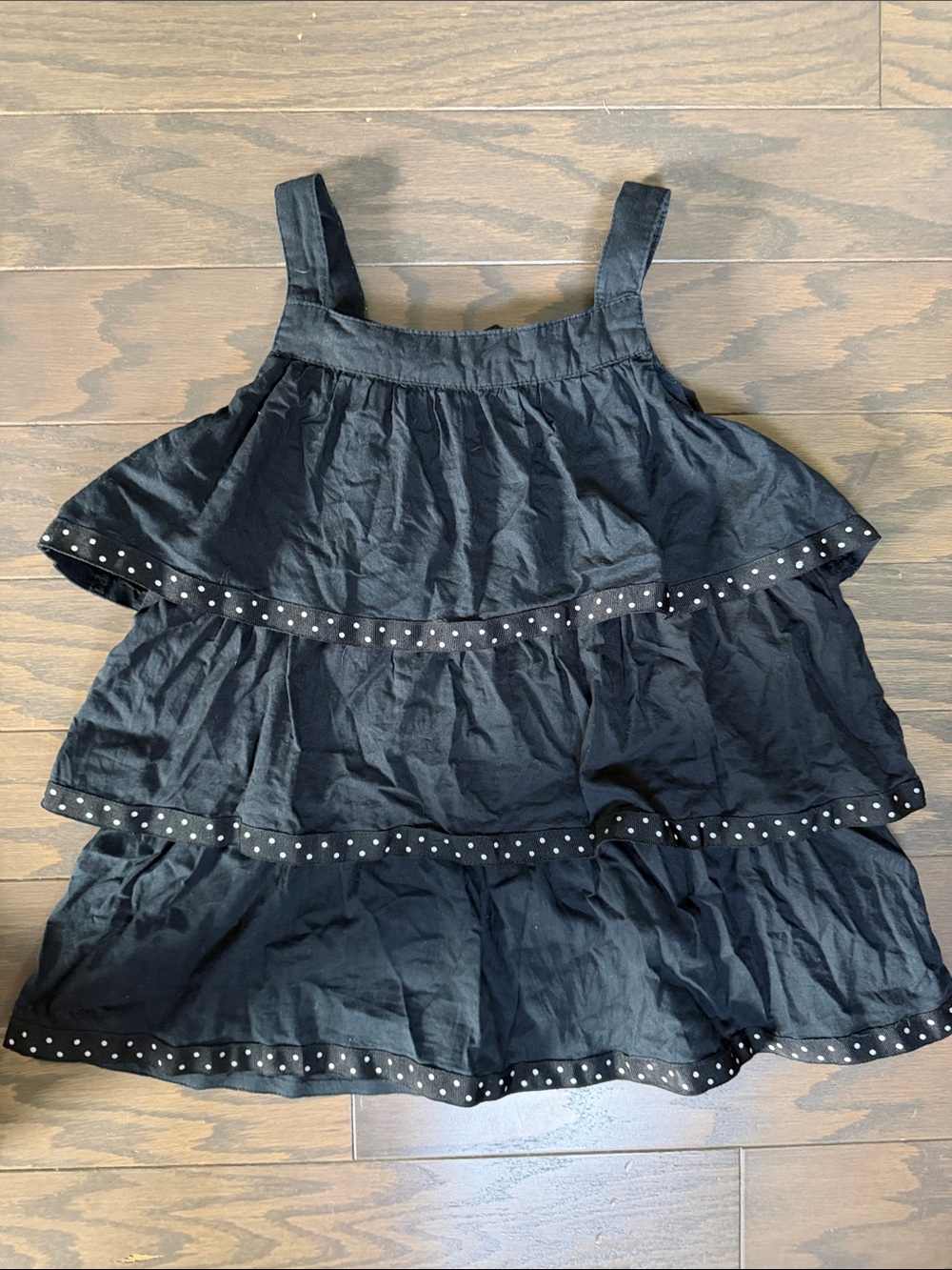 Gymboree Black Tiered Polka Dot Trim Girls Tank Top